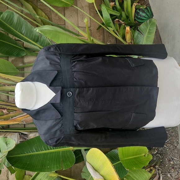 DRIES VAN NOTEN Black Finely Textured Silk Cropped Jacket Sz 42 (8) - Picture 2 of 11